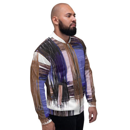 Mens Bomber Jacket - Rustic Brown Interweave Print-2