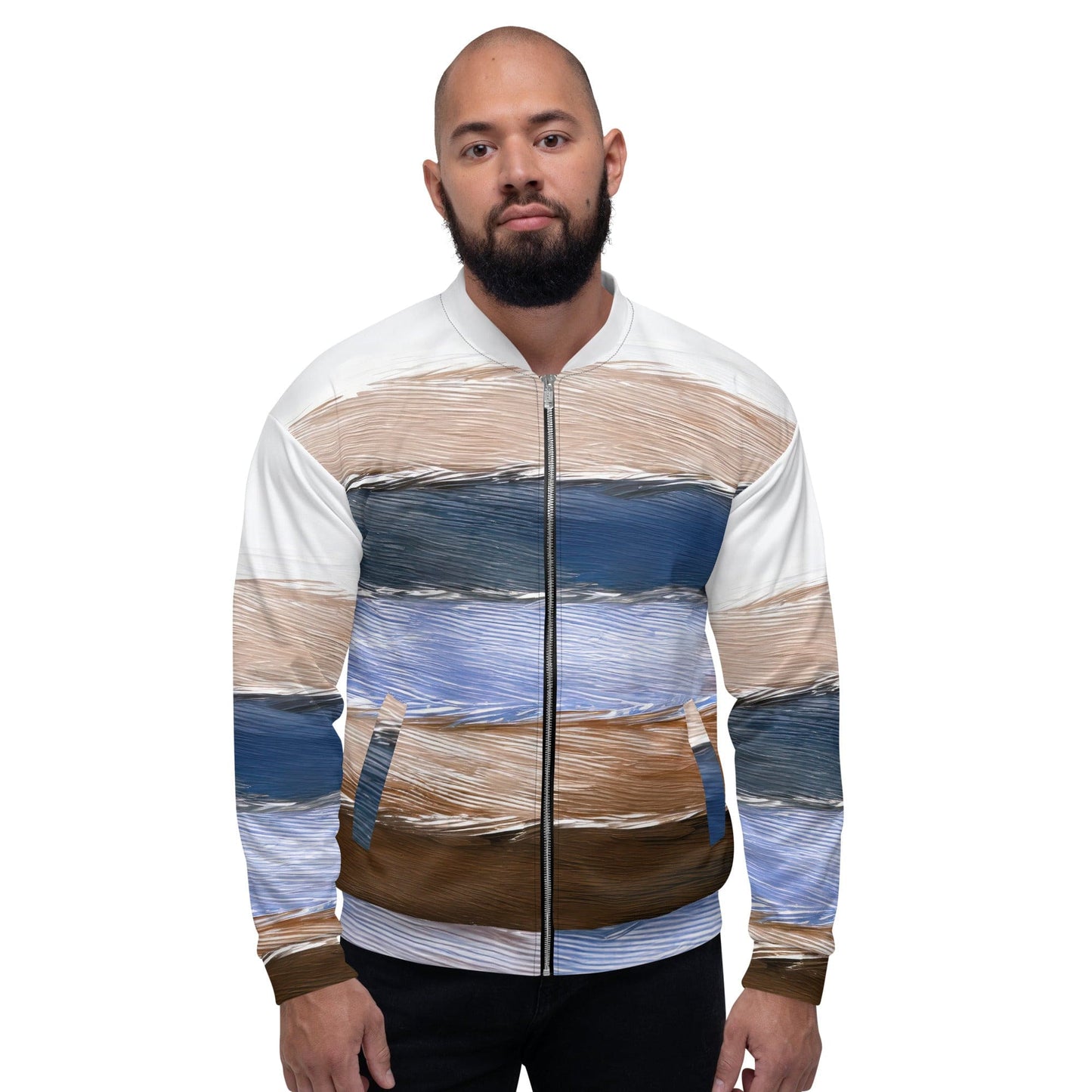 Mens Bomber Jacket - Rustic Hues Pattern-4
