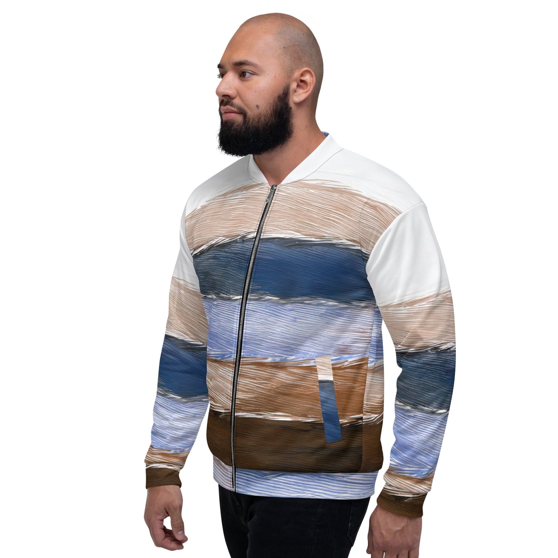 Mens Bomber Jacket - Rustic Hues Pattern-3