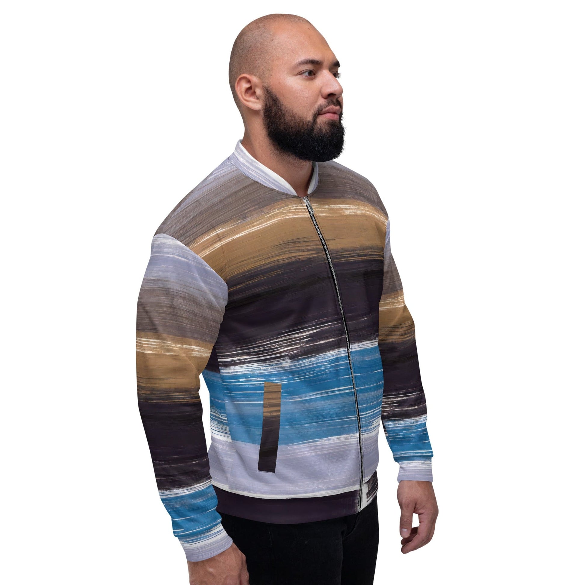 Mens Bomber Jacket - Rustic Purple Brown Design-2