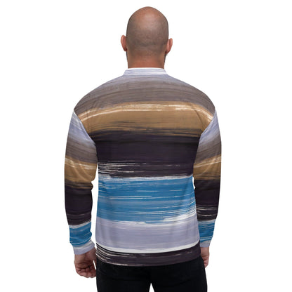 Mens Bomber Jacket - Rustic Purple Brown Design-1