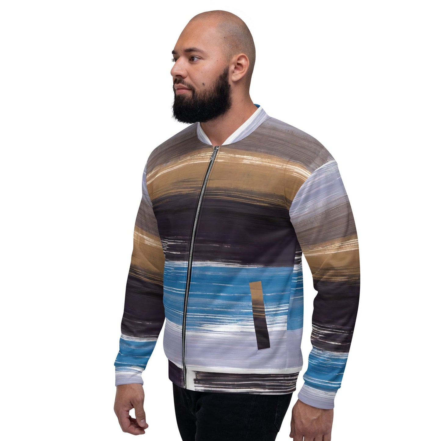 Mens Bomber Jacket - Rustic Purple Brown Design-3