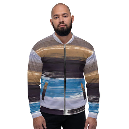 Mens Bomber Jacket - Rustic Purple Brown Design-0