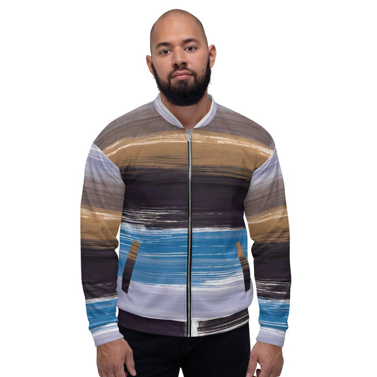 Mens Bomber Jacket - Rustic Purple Brown Design-0