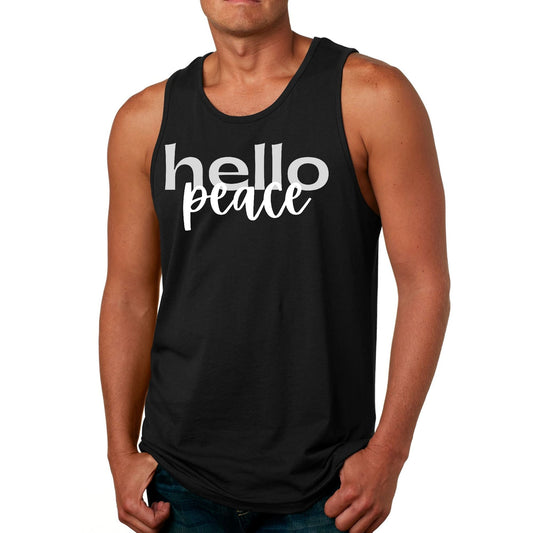 Mens Fitness Tank Top Graphic T-shirt Hello Peace Motivational-0