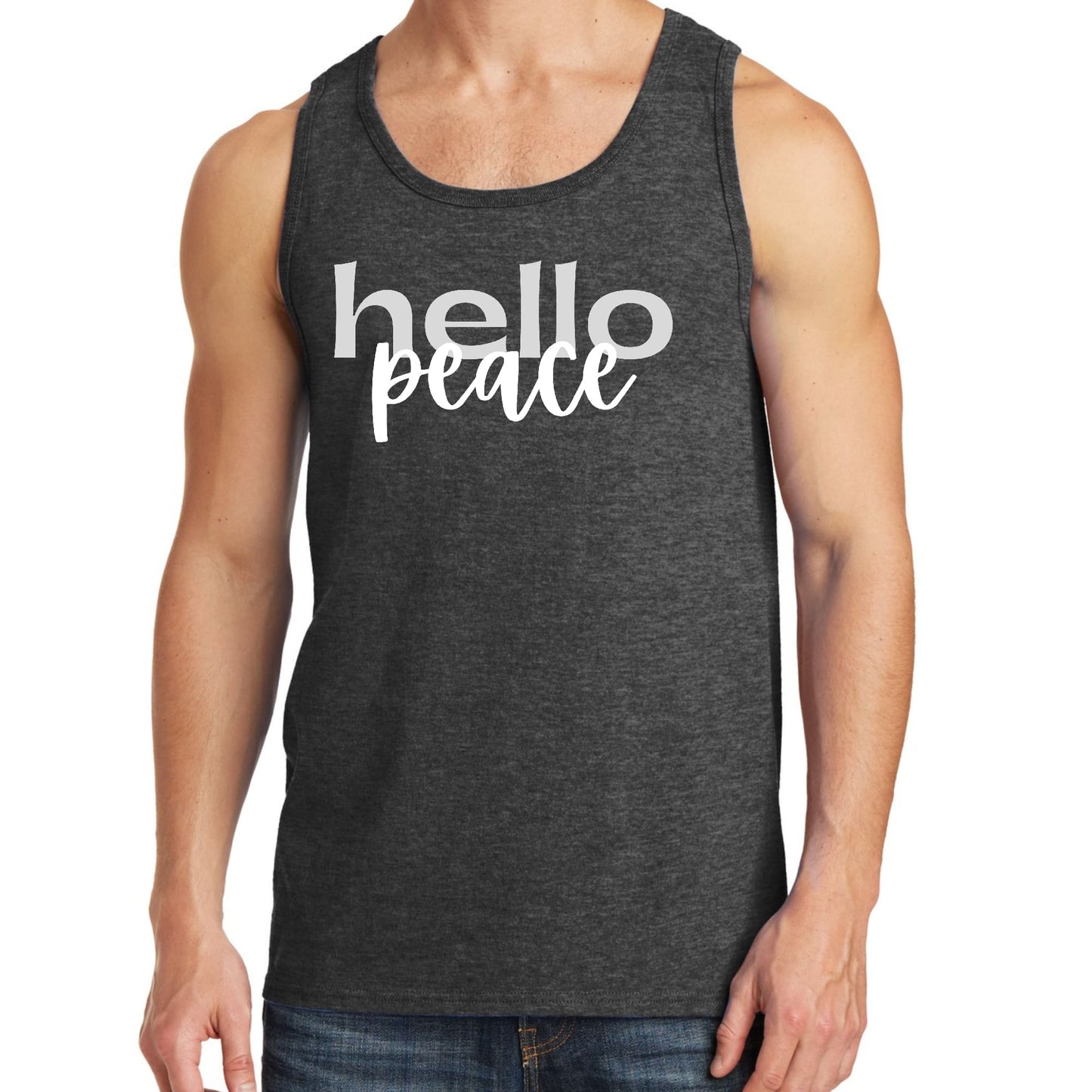 Mens Fitness Tank Top Graphic T-shirt Hello Peace Motivational-4