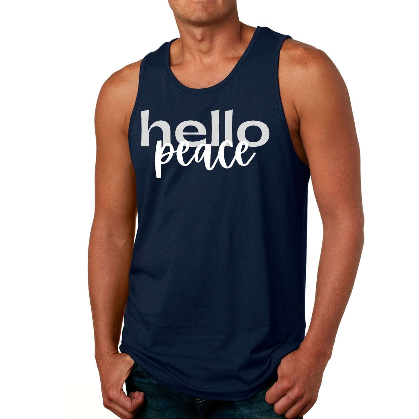 Mens Fitness Tank Top Graphic T-shirt Hello Peace Motivational-2