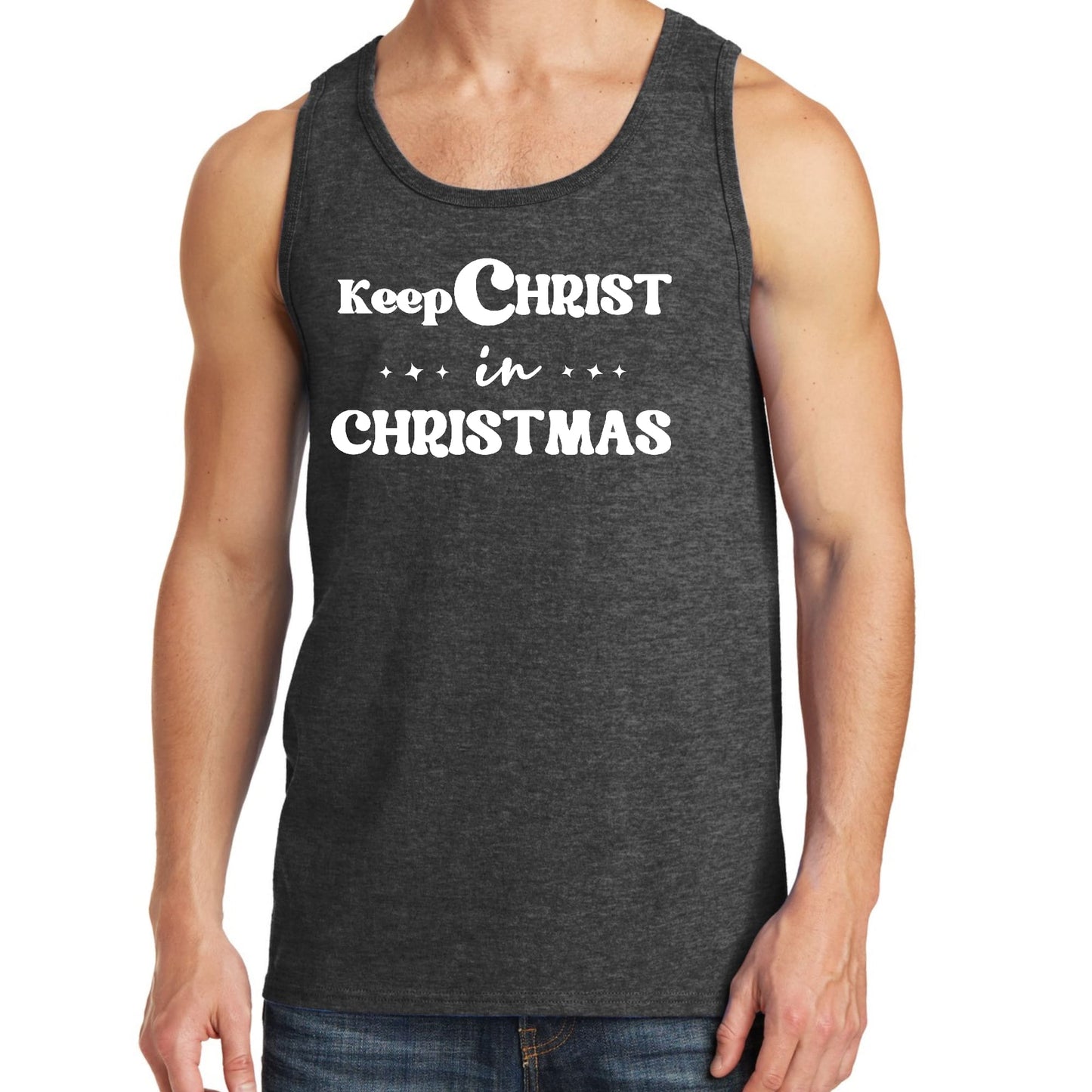 Mens Fitness Tank Top Graphic T-shirt Keep Christ in Christmas-4