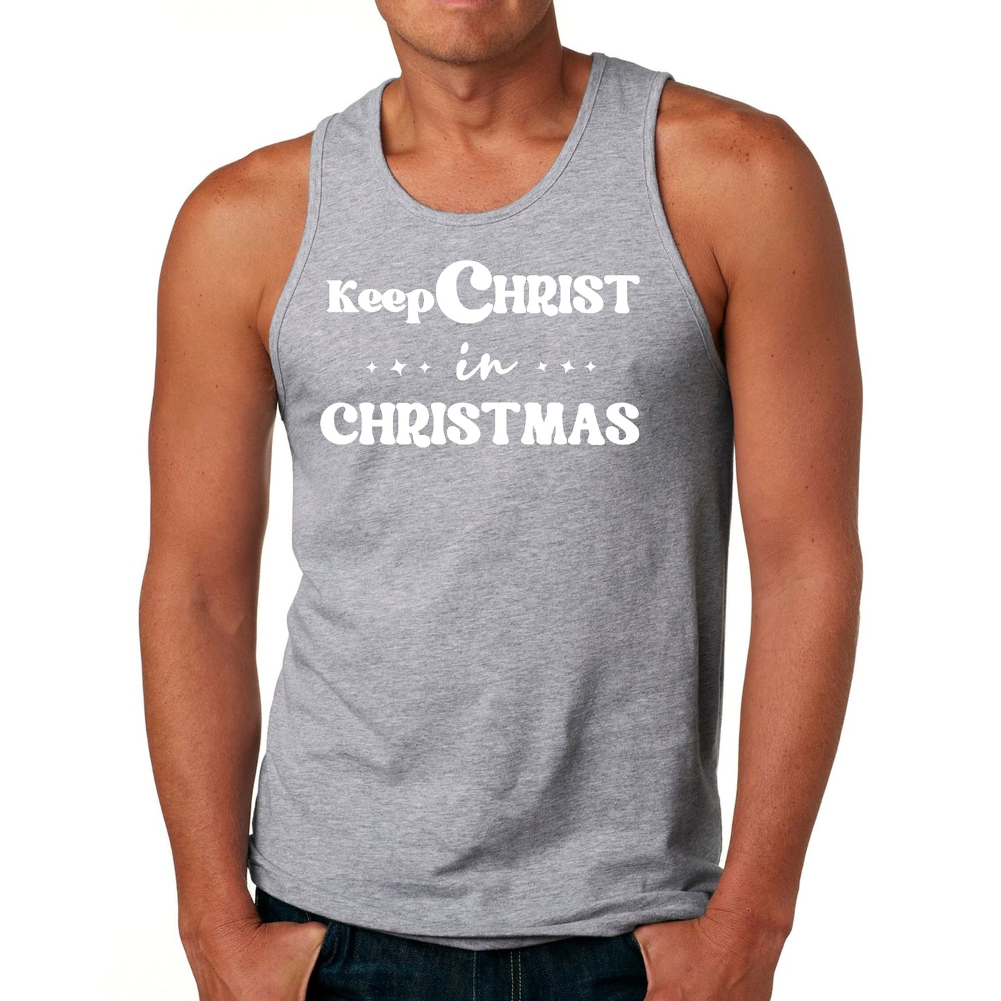 Mens Fitness Tank Top Graphic T-shirt Keep Christ in Christmas-5