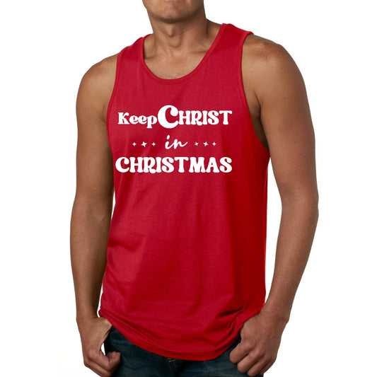 Mens Fitness Tank Top Graphic T-shirt Keep Christ in Christmas-1