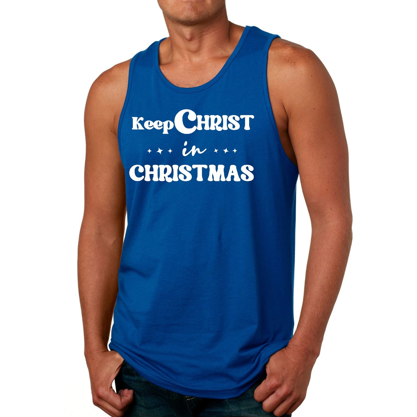 Mens Fitness Tank Top Graphic T-shirt Keep Christ in Christmas-3