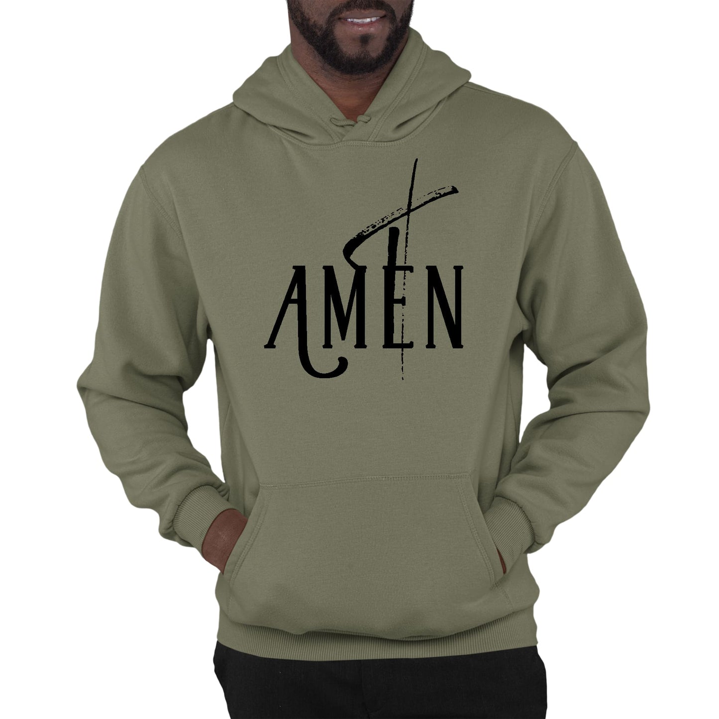Mens Graphic Hoodie Amen Black Print-4