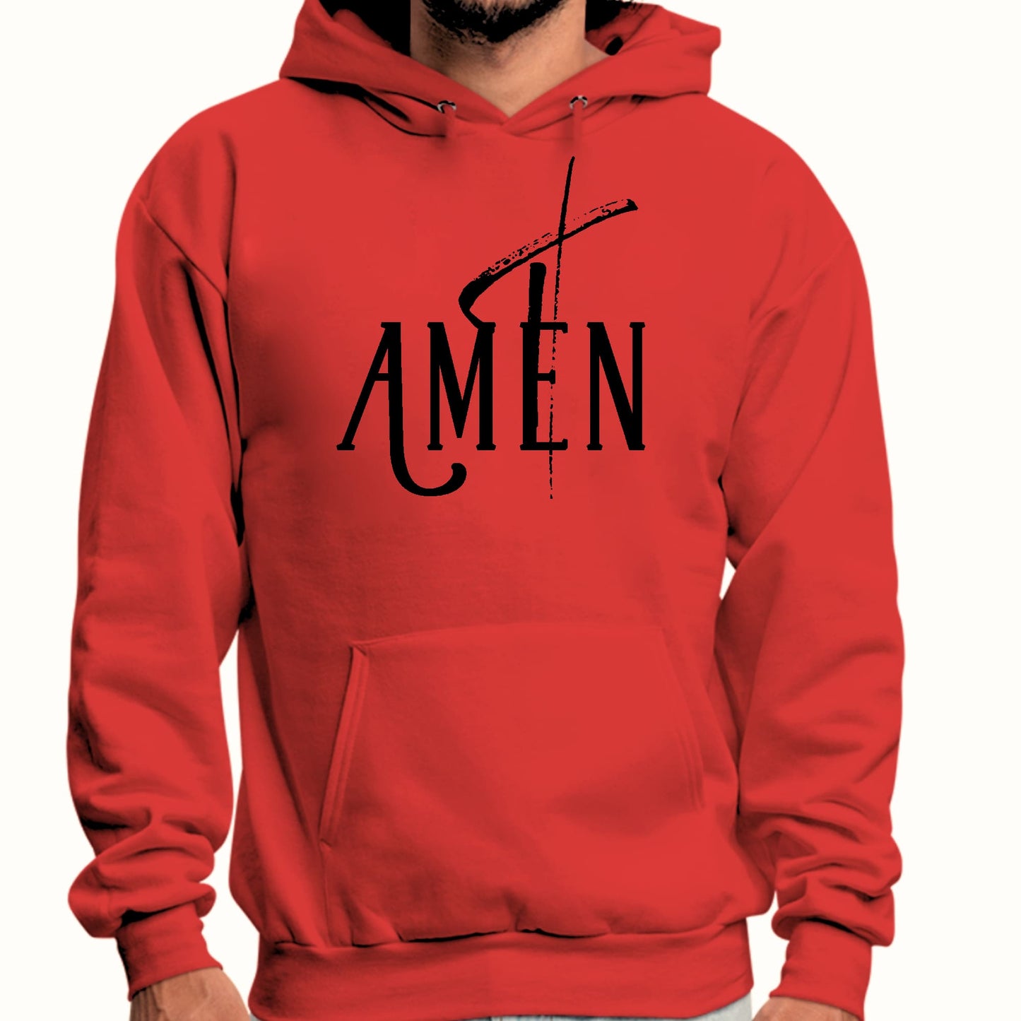 Mens Graphic Hoodie Amen Black Print-2