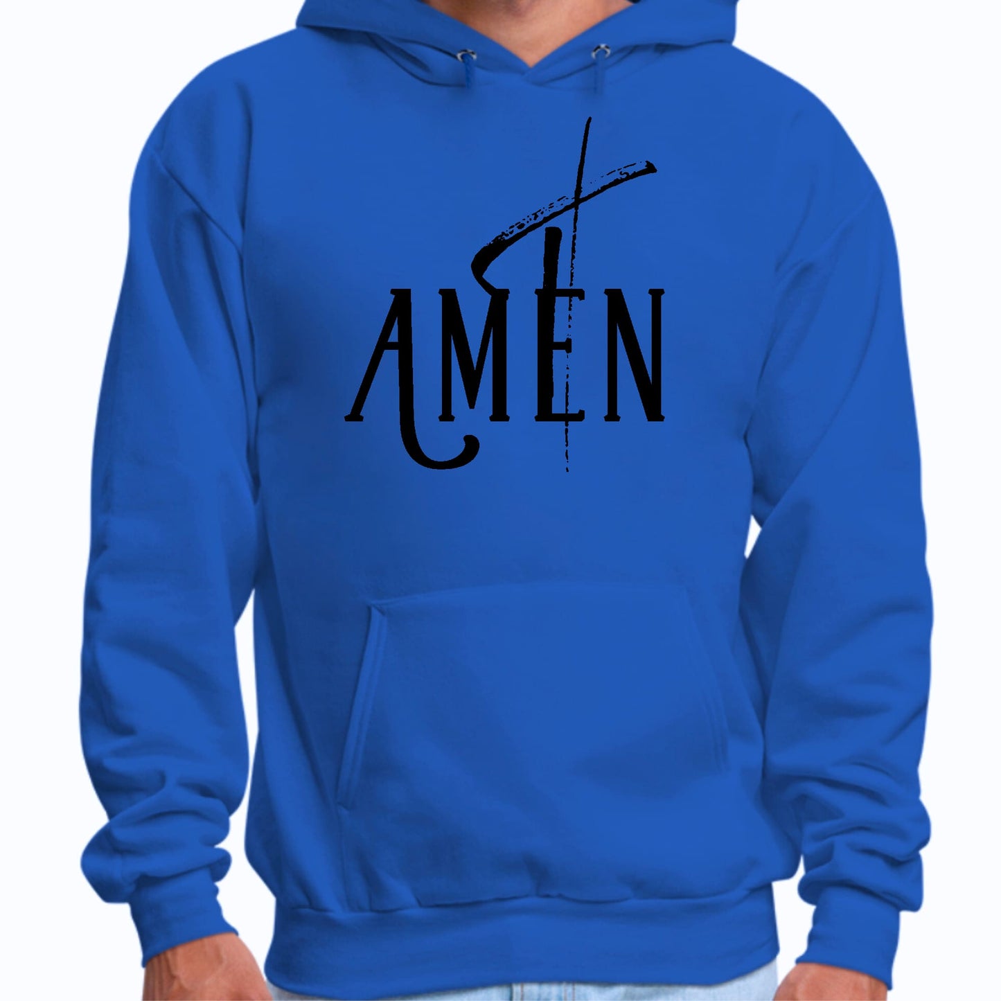 Mens Graphic Hoodie Amen Black Print-3