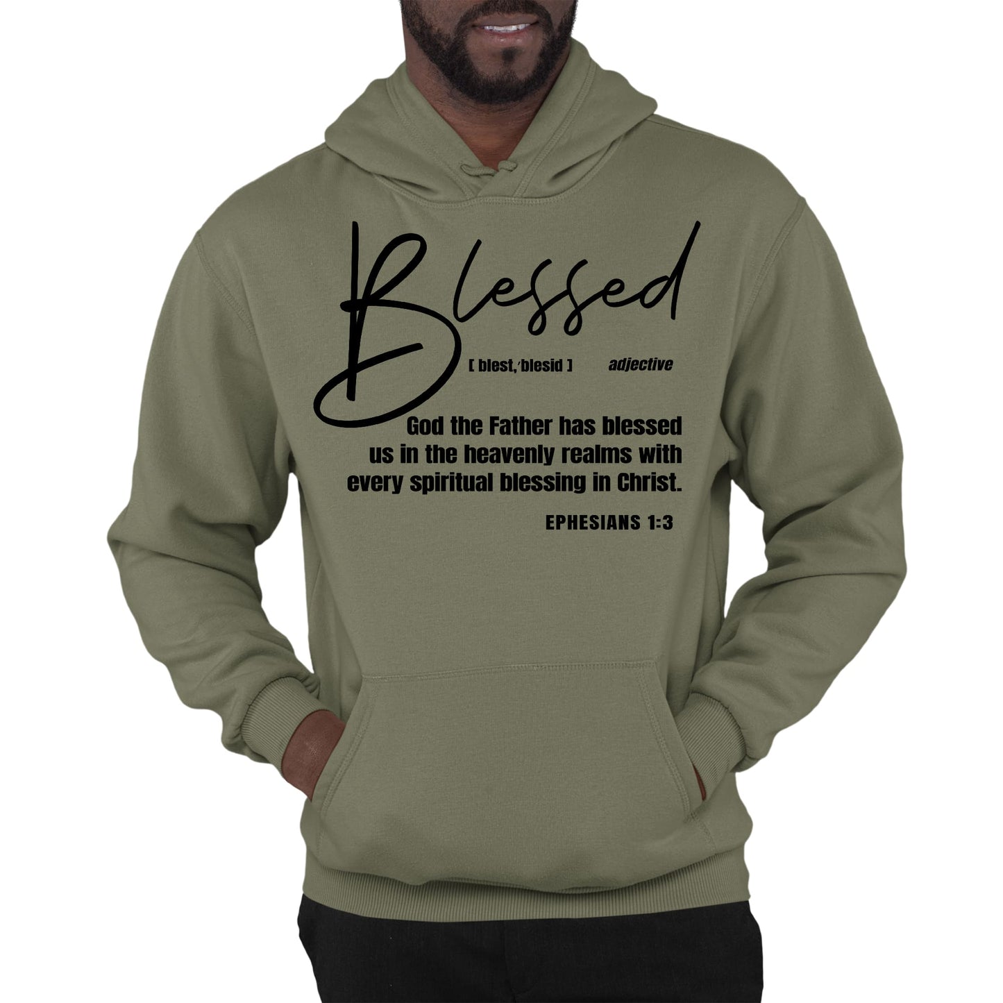 Mens Graphic Hoodie Blessed in Christ-4
