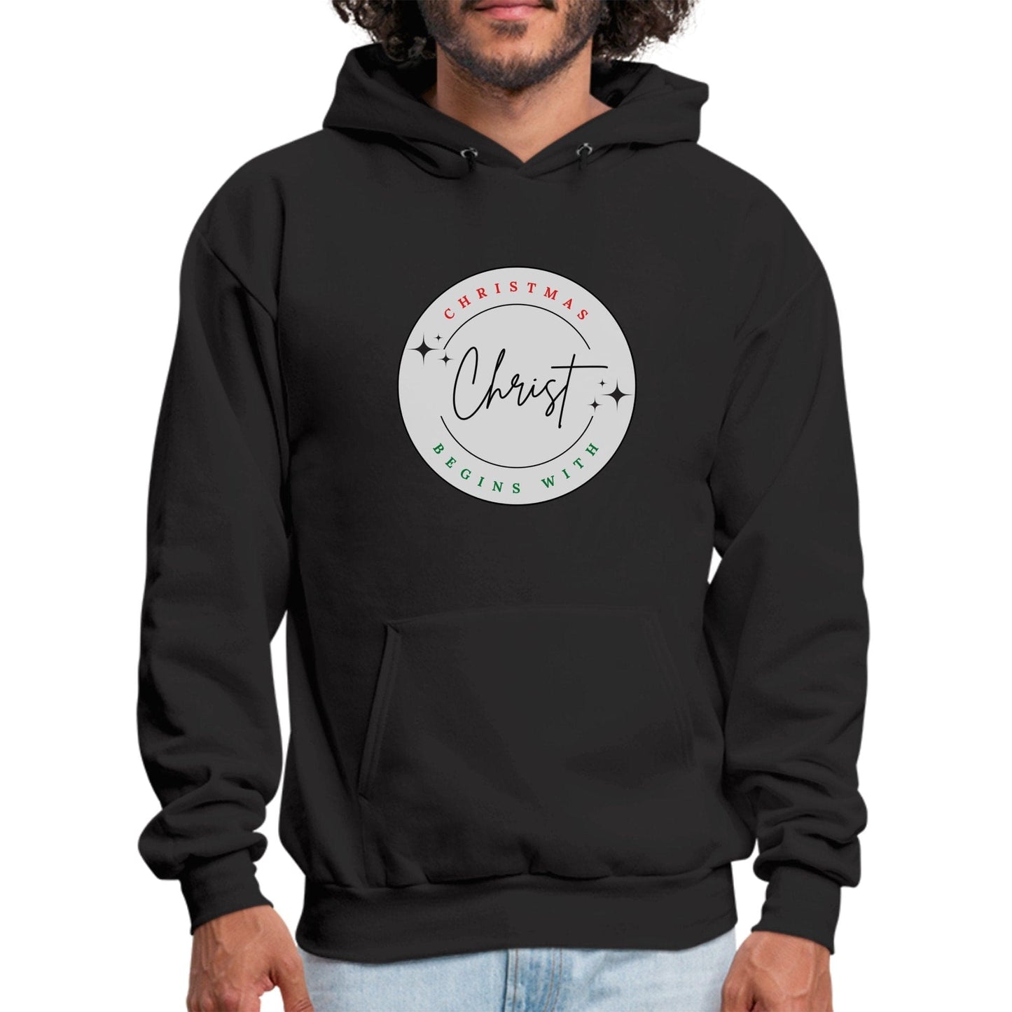 Mens Graphic Hoodie - Christmas Begins with Christ-9