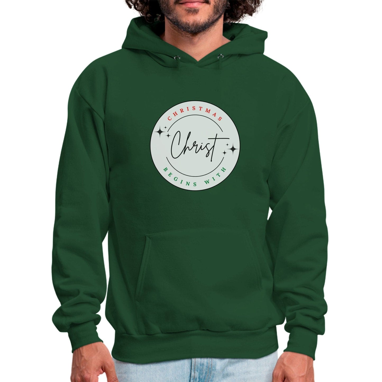 Mens Graphic Hoodie - Christmas Begins with Christ-8