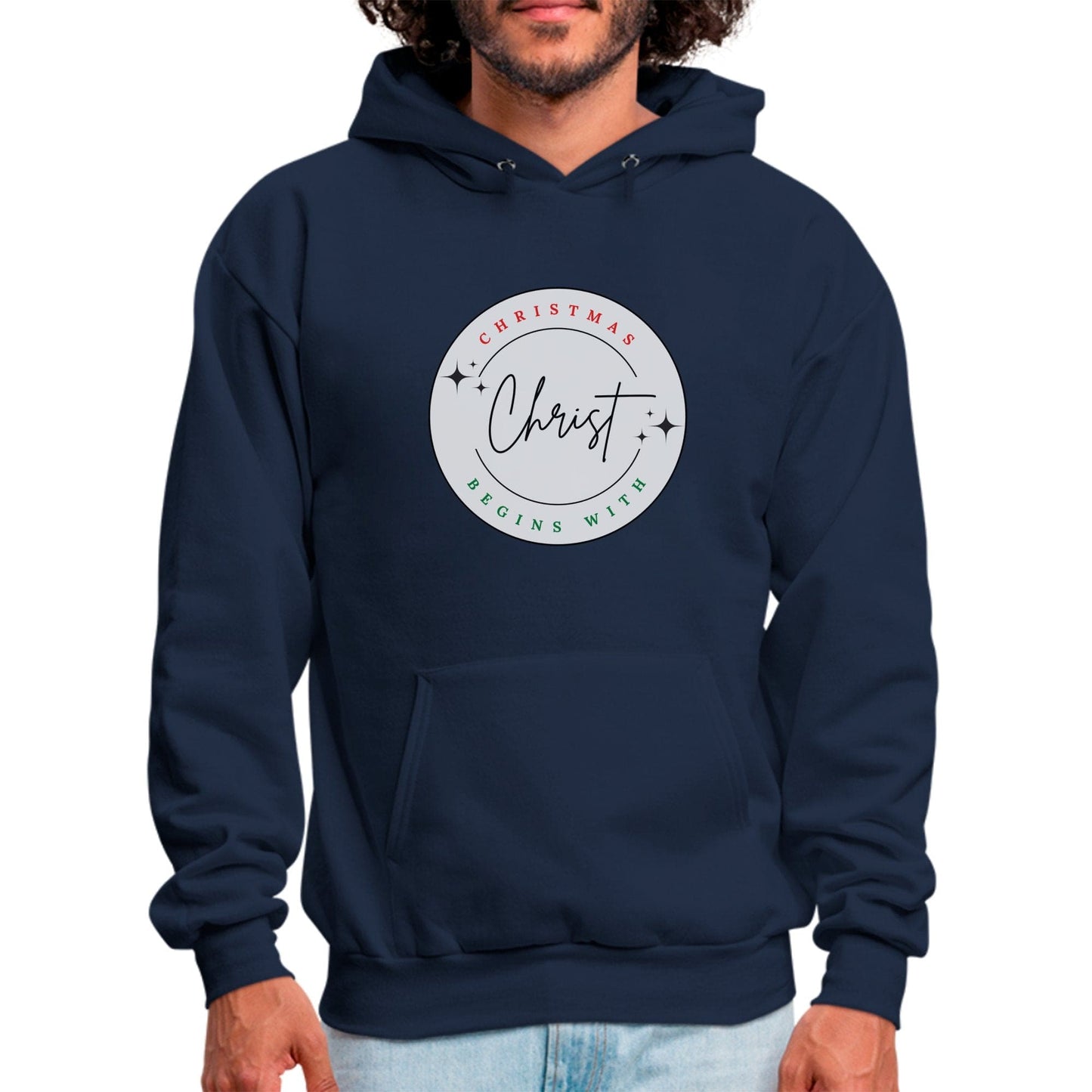 Mens Graphic Hoodie - Christmas Begins with Christ-6