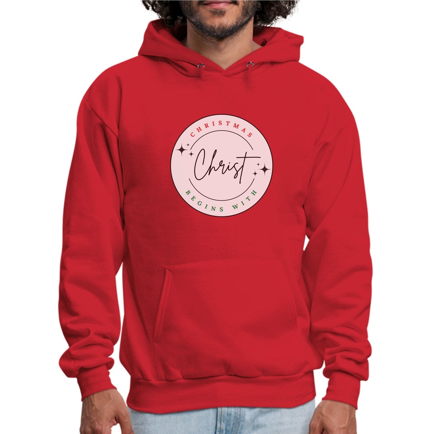 Mens Graphic Hoodie - Christmas Begins with Christ-2