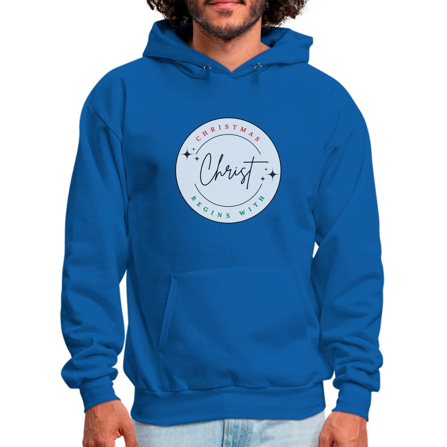 Mens Graphic Hoodie - Christmas Begins with Christ-3