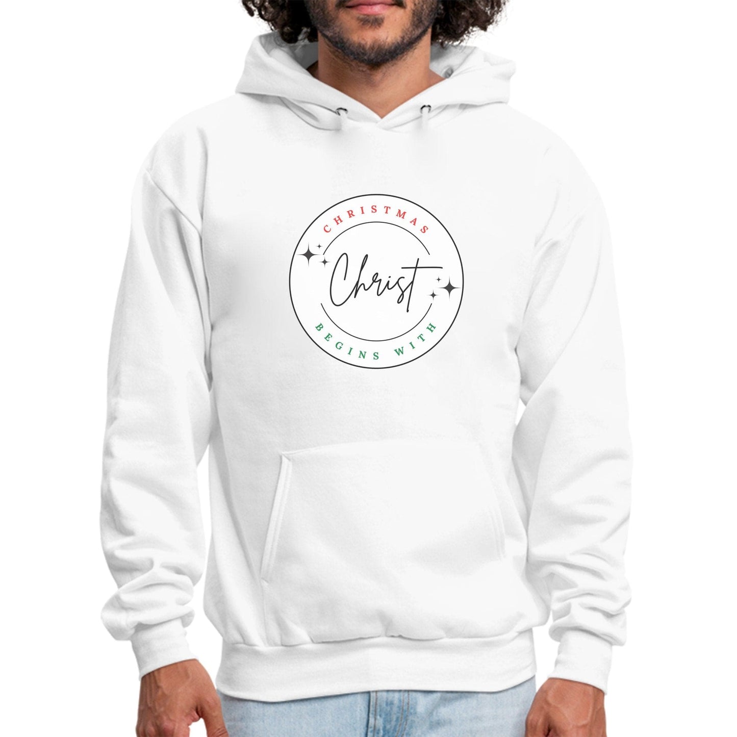 Mens Graphic Hoodie - Christmas Begins with Christ-5