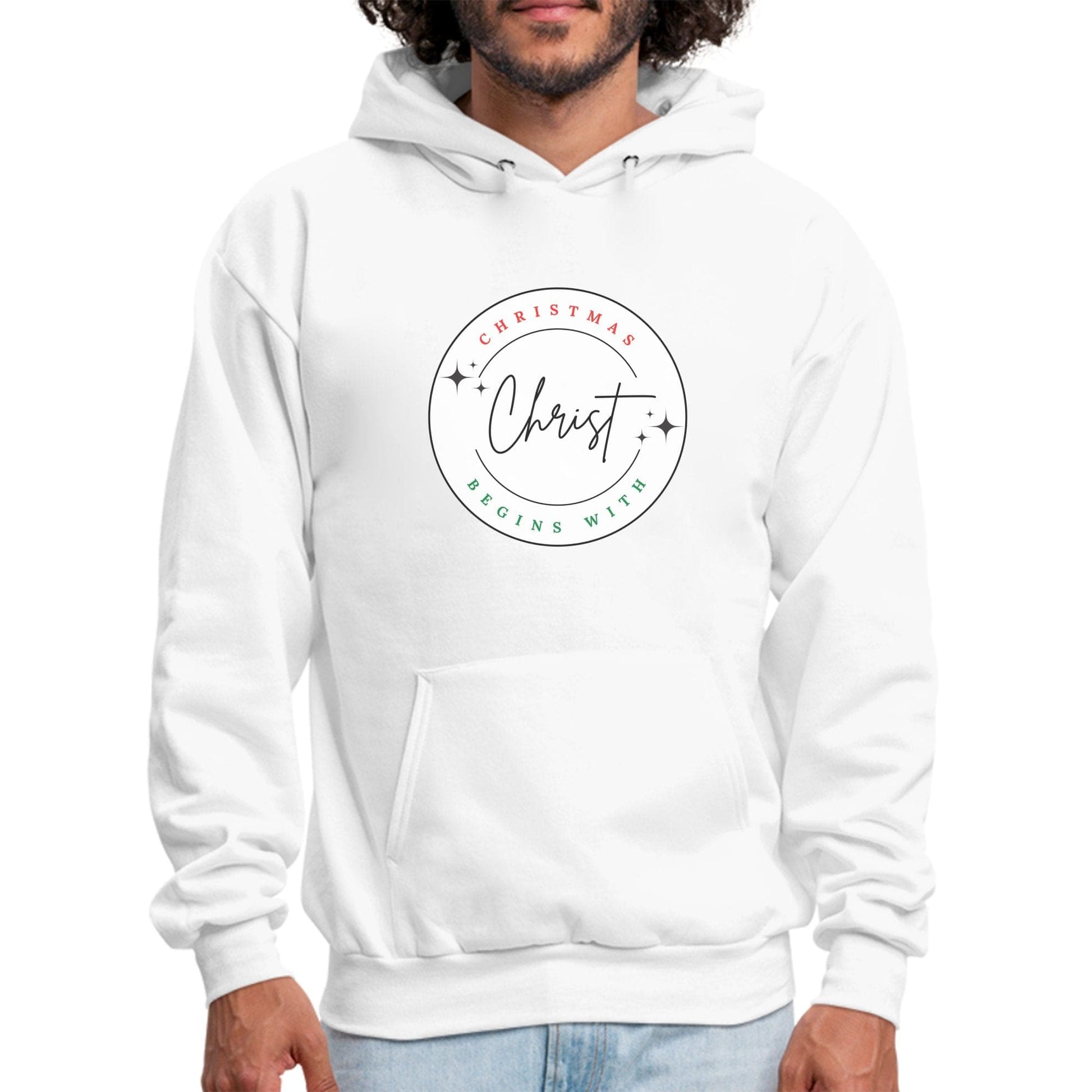 Mens Graphic Hoodie - Christmas Begins with Christ-5