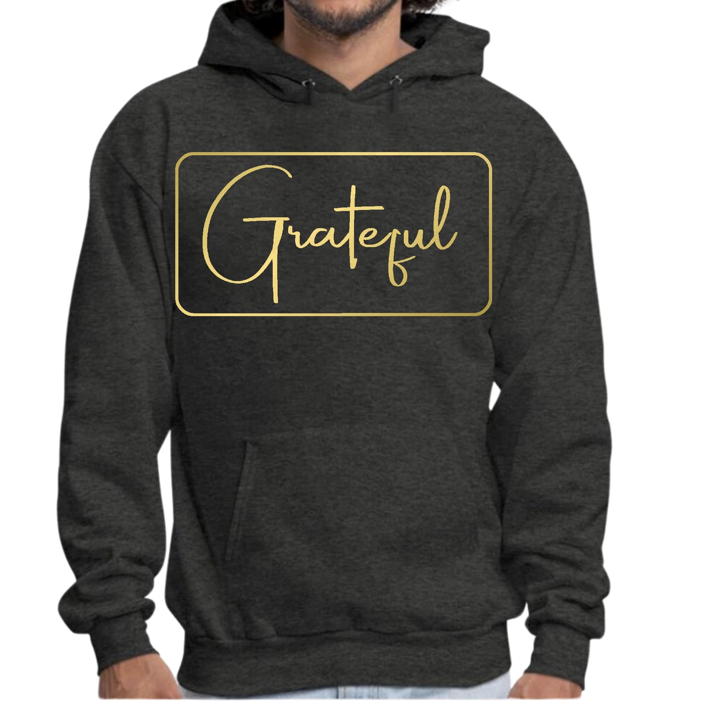 Mens Graphic Hoodie Grateful - Metallic Gold Illustration-6