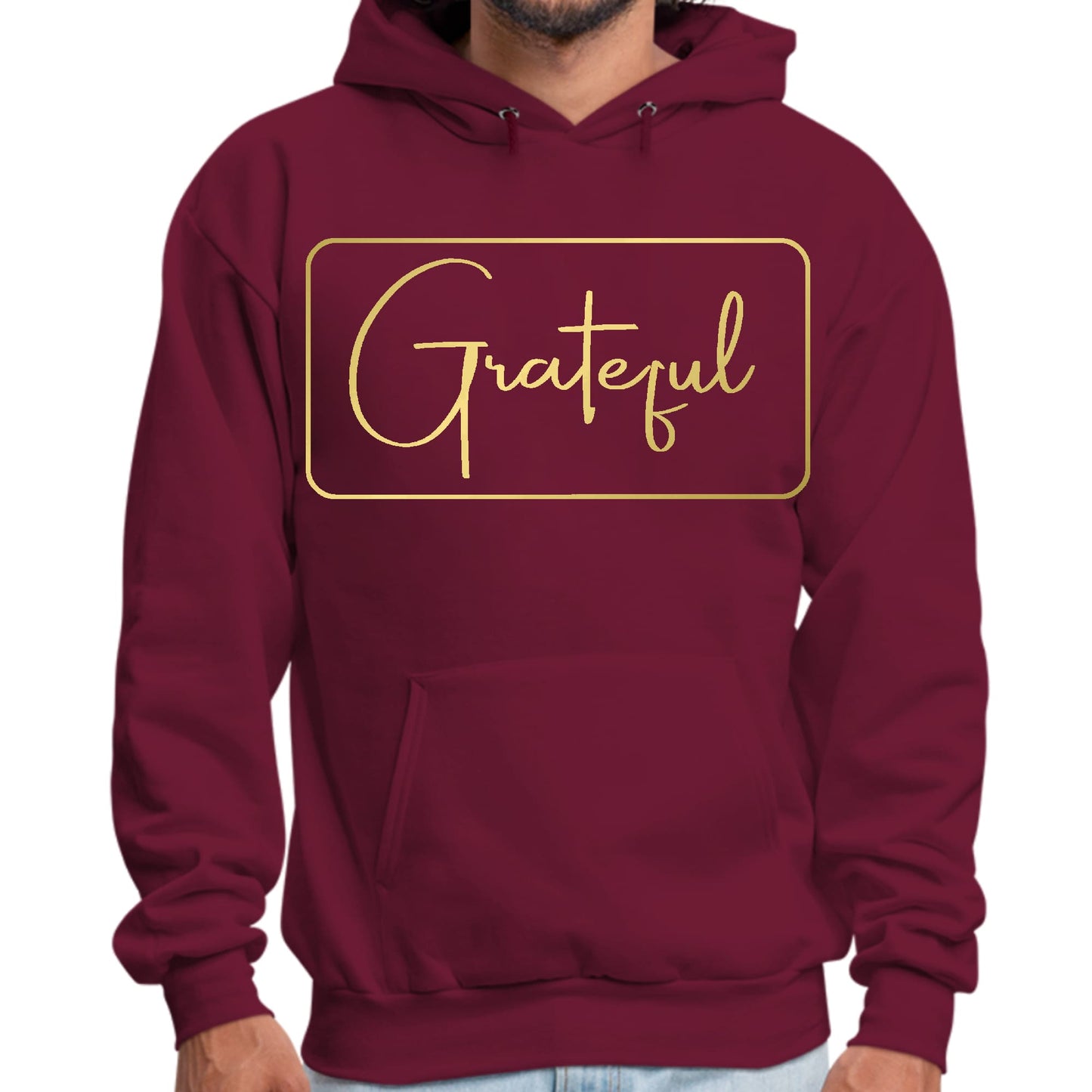 Mens Graphic Hoodie Grateful - Metallic Gold Illustration-4