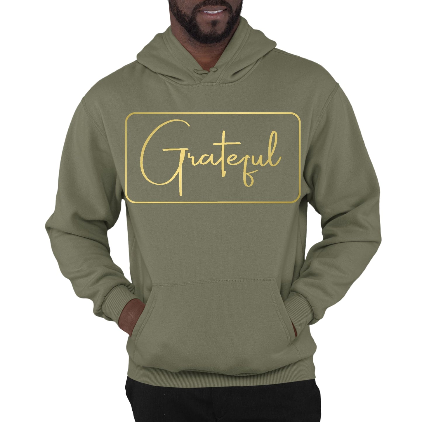 Mens Graphic Hoodie Grateful - Metallic Gold Illustration-5