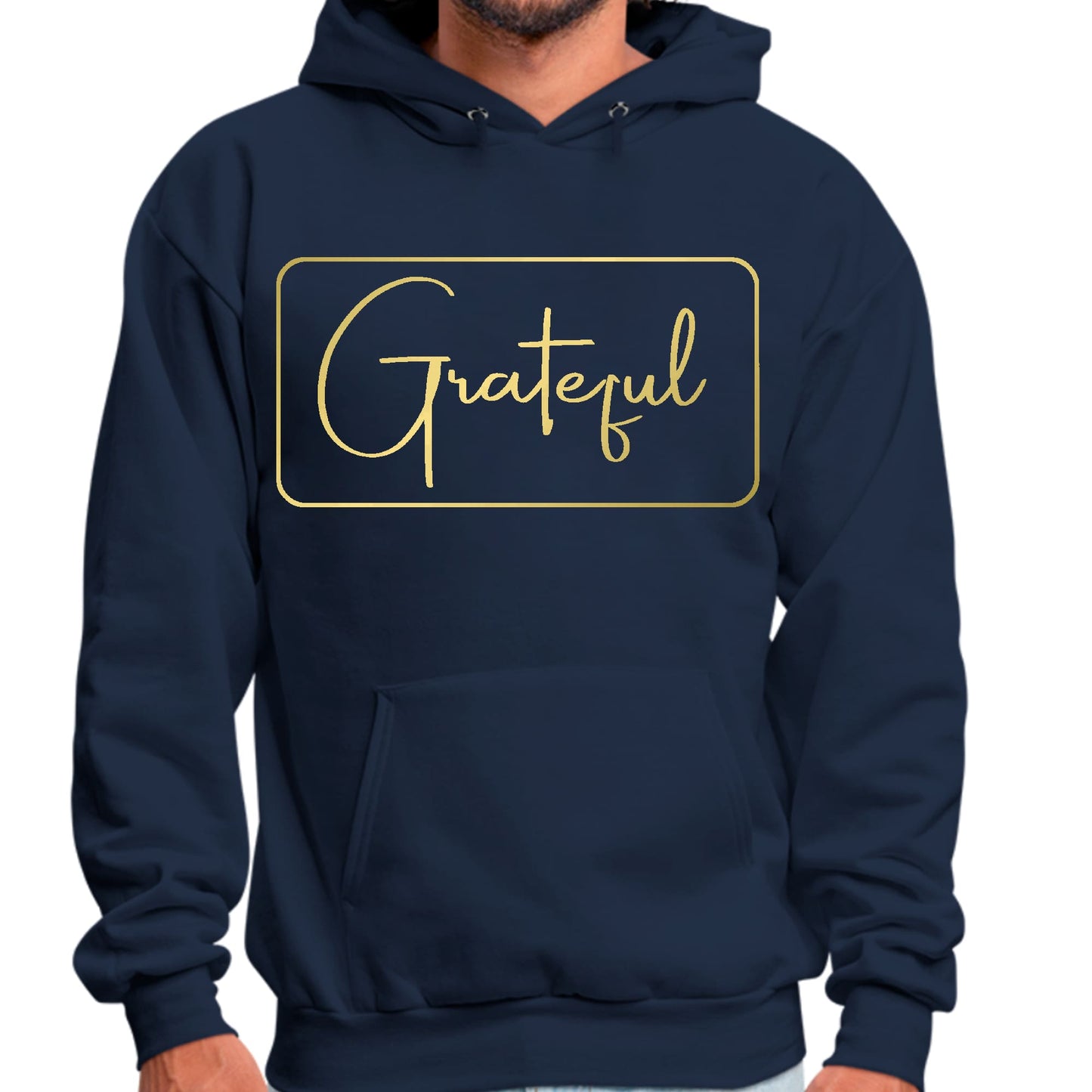 Mens Graphic Hoodie Grateful - Metallic Gold Illustration-3