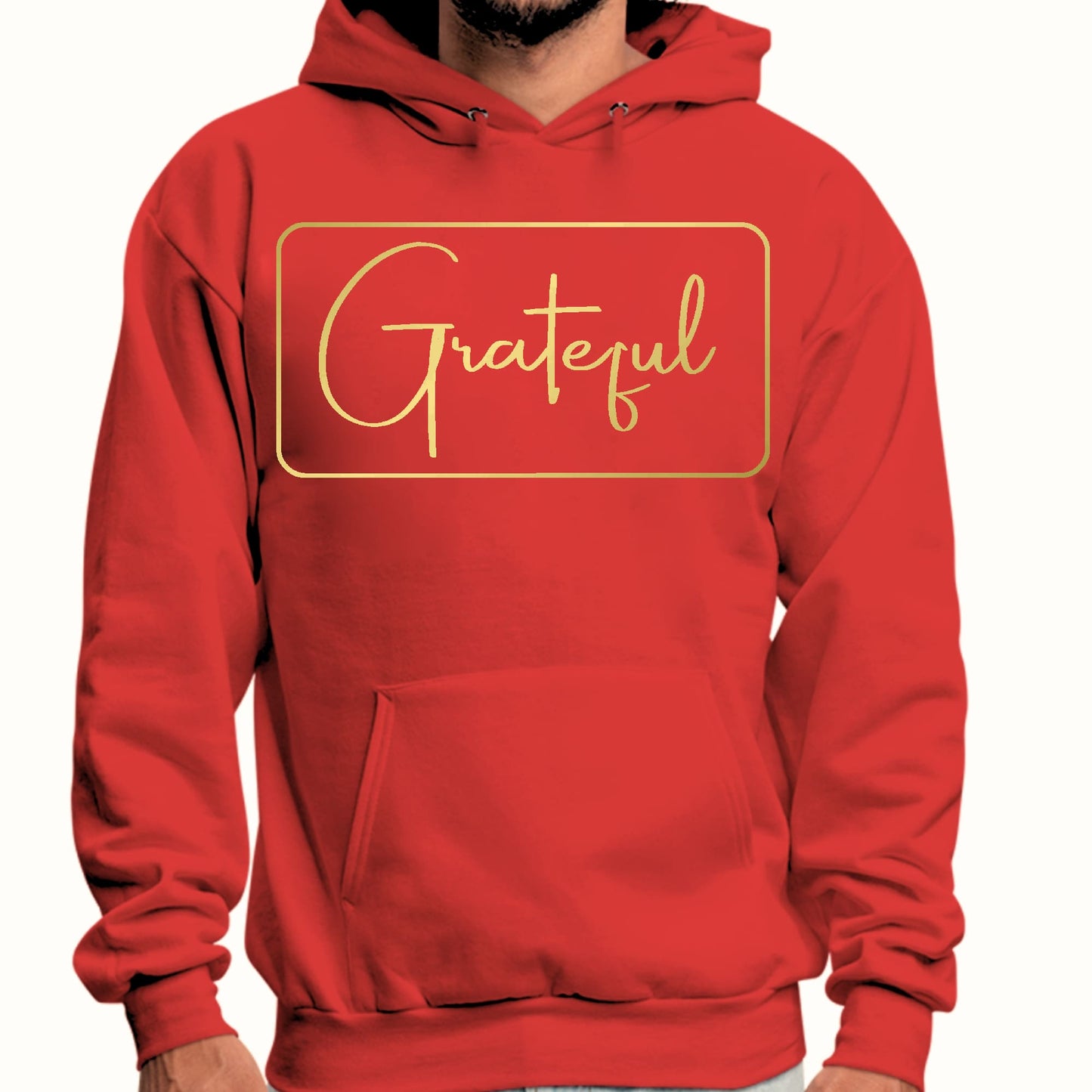 Mens Graphic Hoodie Grateful - Metallic Gold Illustration-2