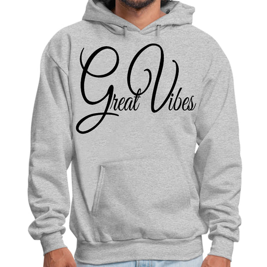 Mens Graphic Hoodie Great Vibes Black Illustration-1