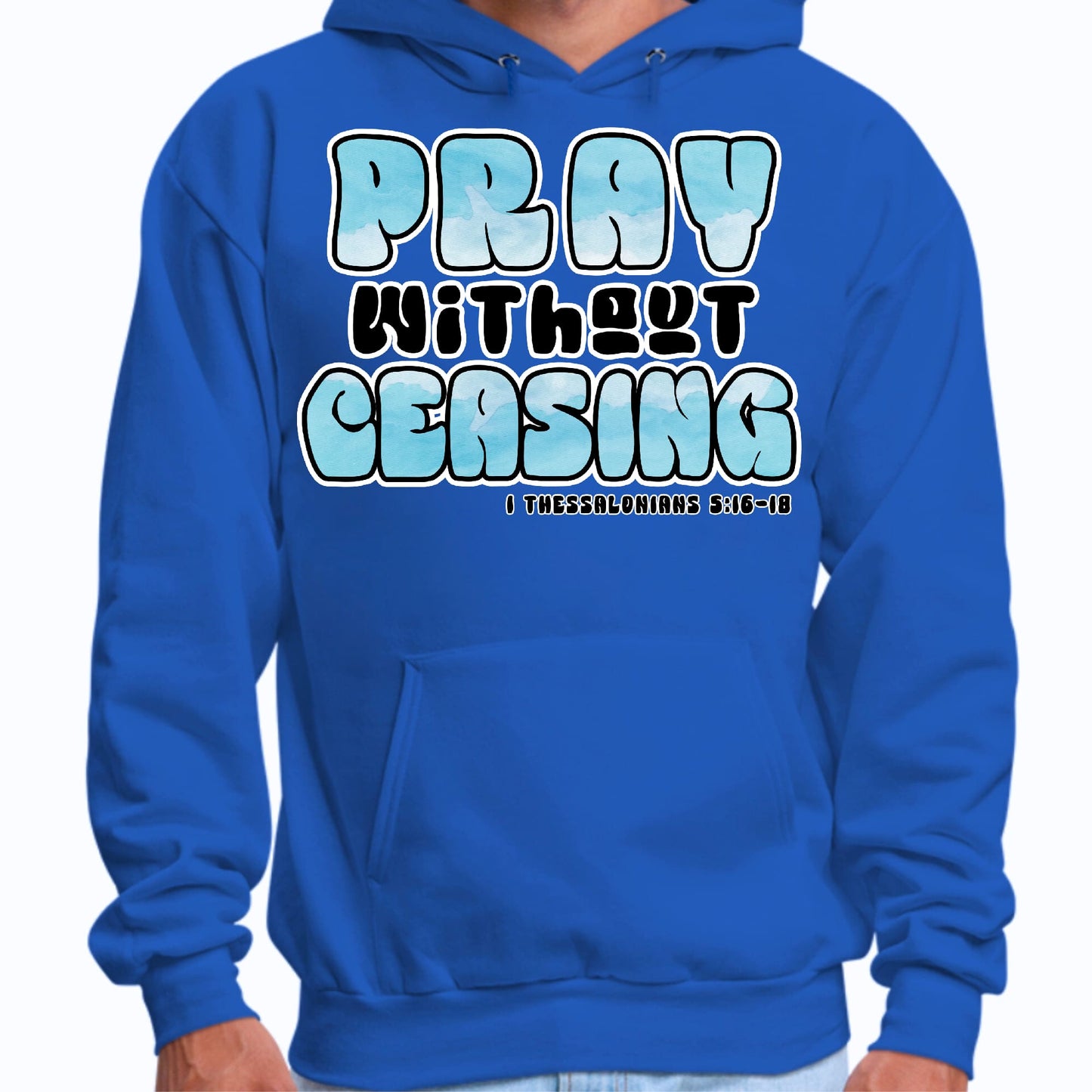 Mens Graphic Hoodie Pray Without Ceasing - Inspirational Illustration-1