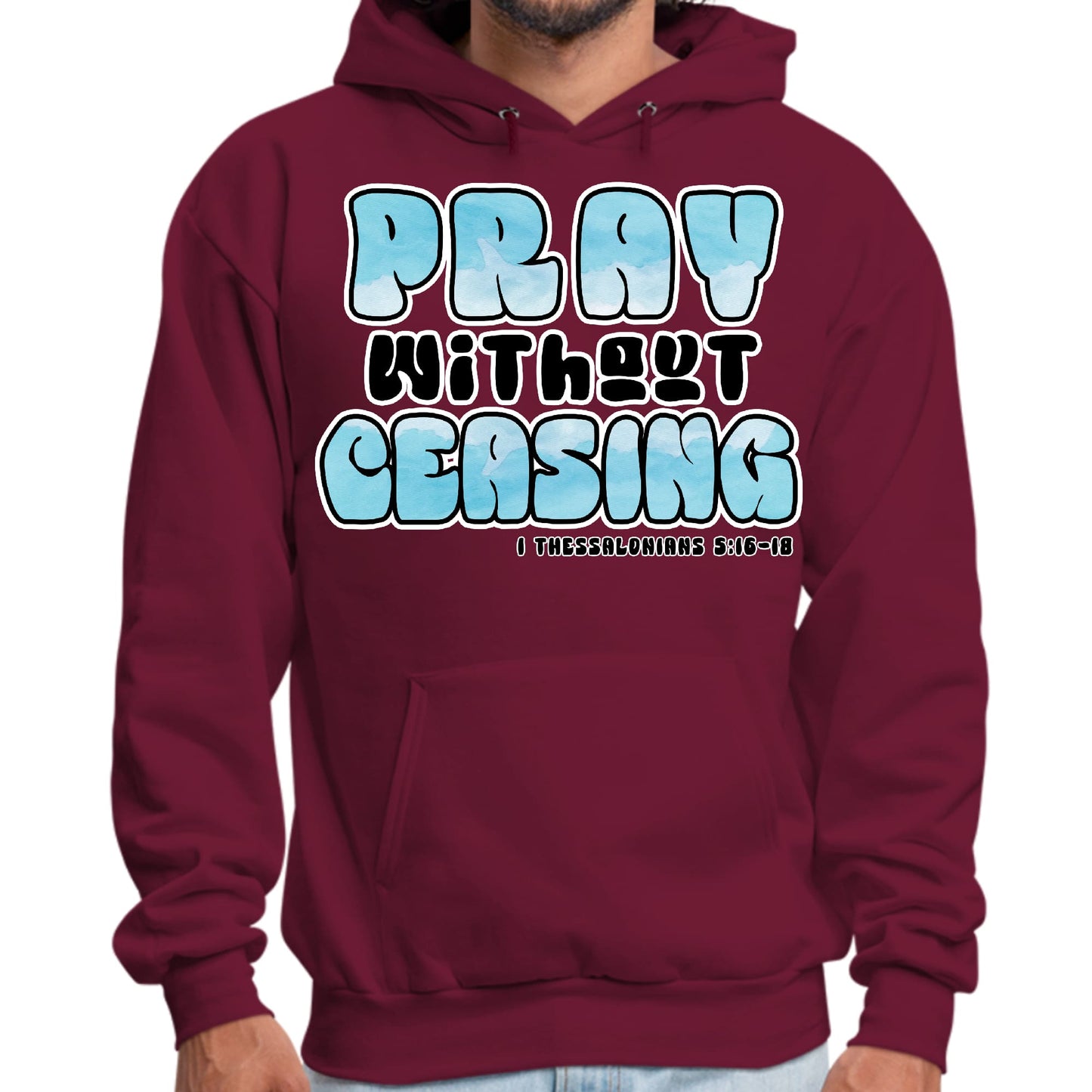 Mens Graphic Hoodie Pray Without Ceasing - Inspirational Illustration-4