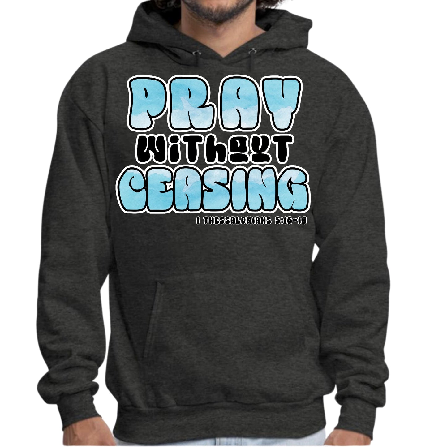 Mens Graphic Hoodie Pray Without Ceasing - Inspirational Illustration-6