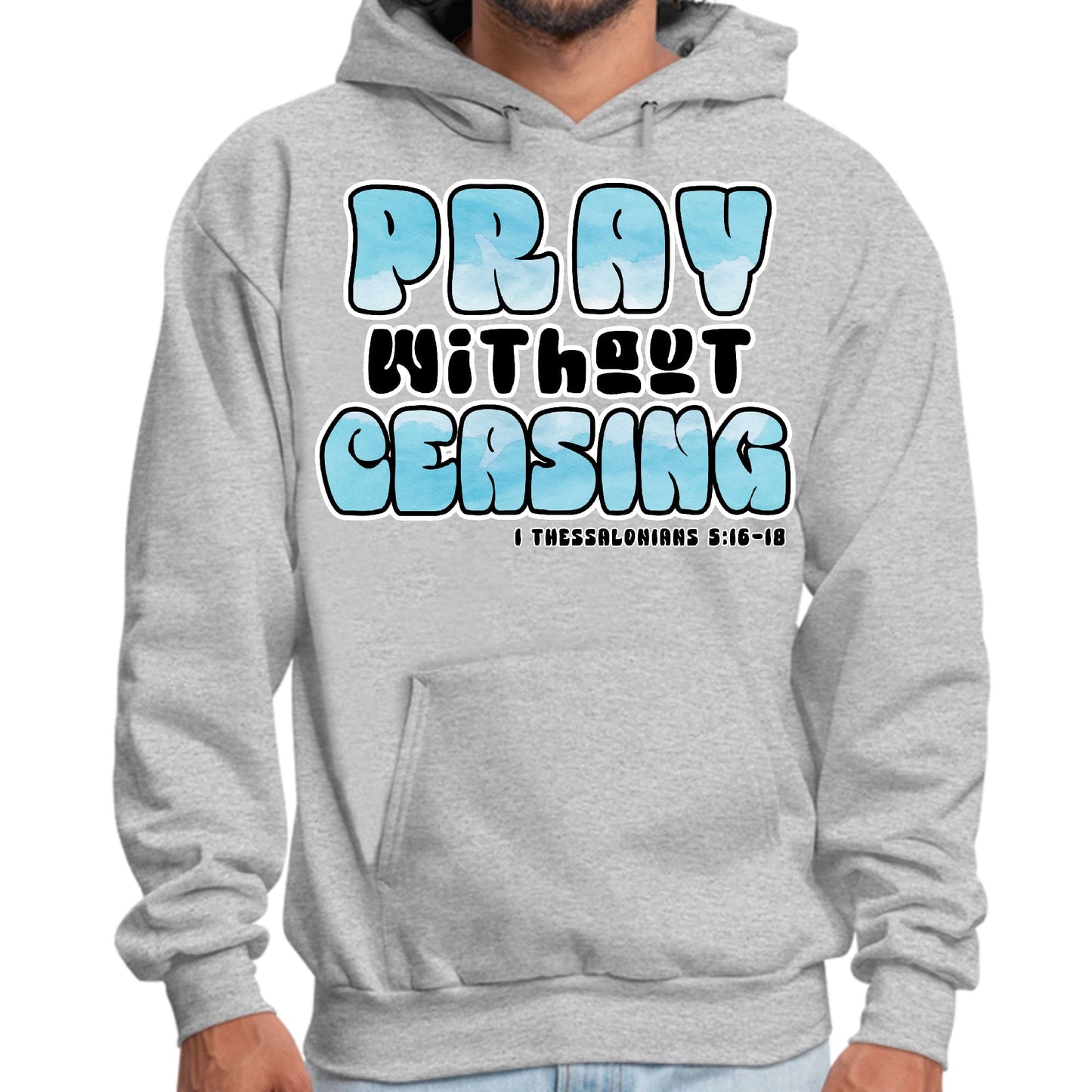 Mens Graphic Hoodie Pray Without Ceasing - Inspirational Illustration-7