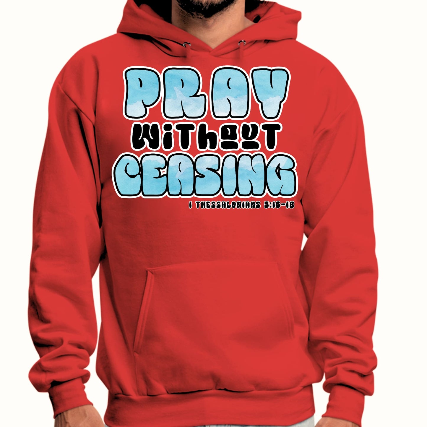 Mens Graphic Hoodie Pray Without Ceasing - Inspirational Illustration-2