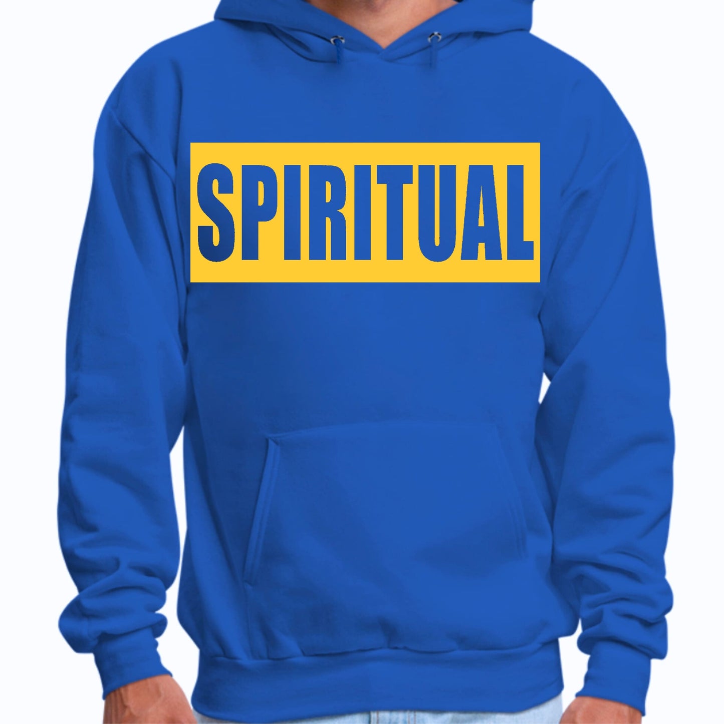 Mens Graphic Hoodie Spiritual Yellow Gold Colorblock Illustration-2