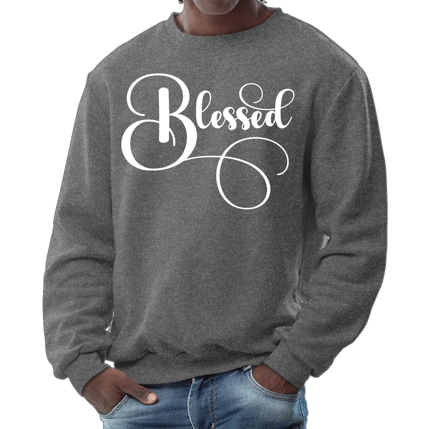 Mens Graphic Sweatshirt - Blessed Graphic Illustration-6