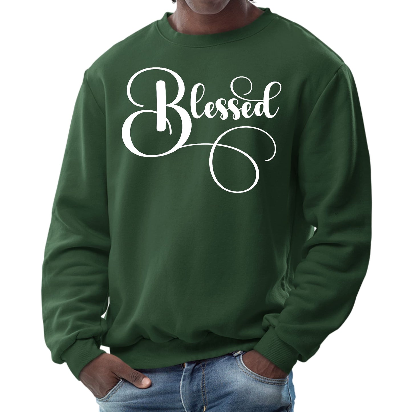 Mens Graphic Sweatshirt - Blessed Graphic Illustration-5