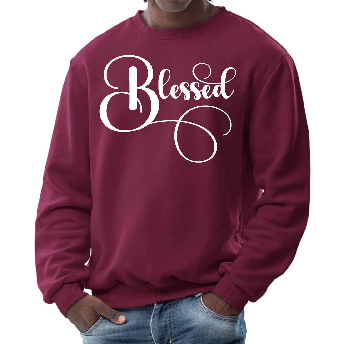 Mens Graphic Sweatshirt - Blessed Graphic Illustration-4