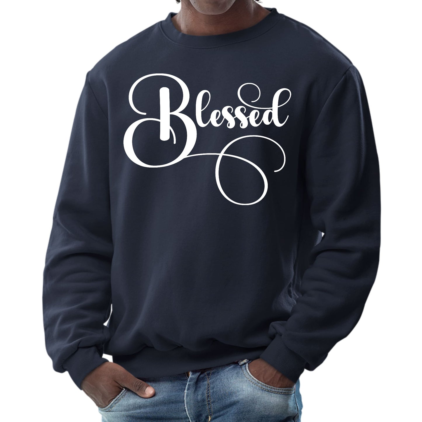 Mens Graphic Sweatshirt - Blessed Graphic Illustration-2