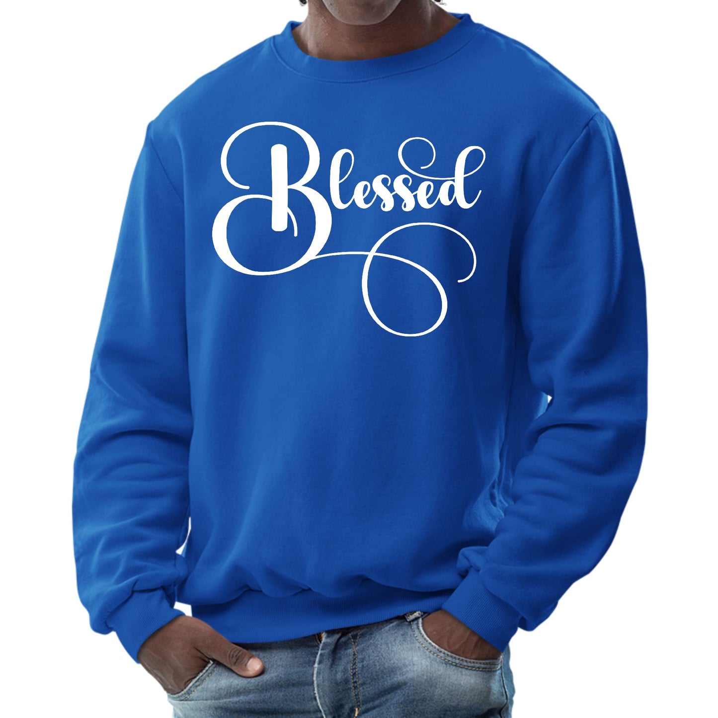 Mens Graphic Sweatshirt - Blessed Graphic Illustration-3