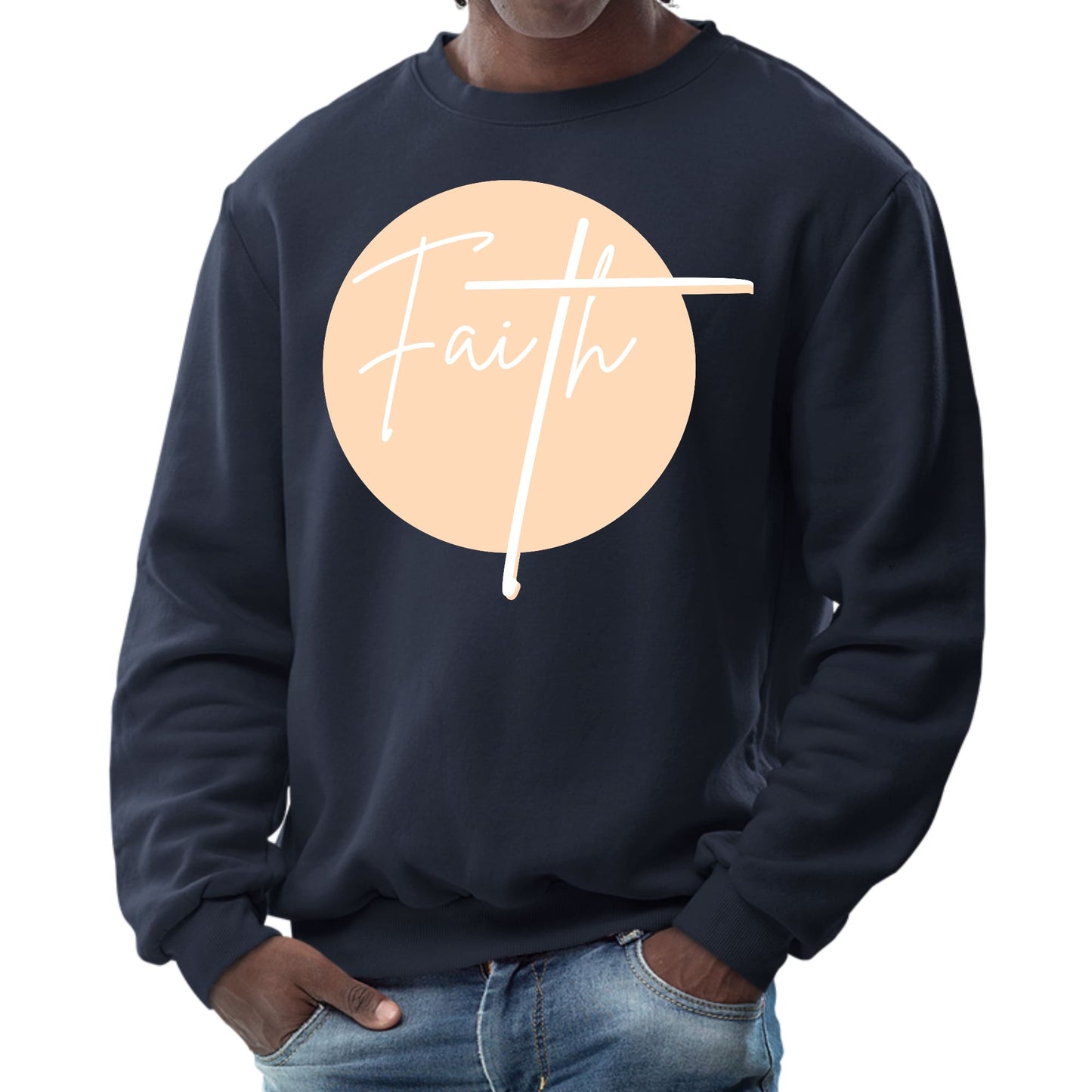 Mens Graphic Sweatshirt - Faith - Christian Affirmation - Peach-2