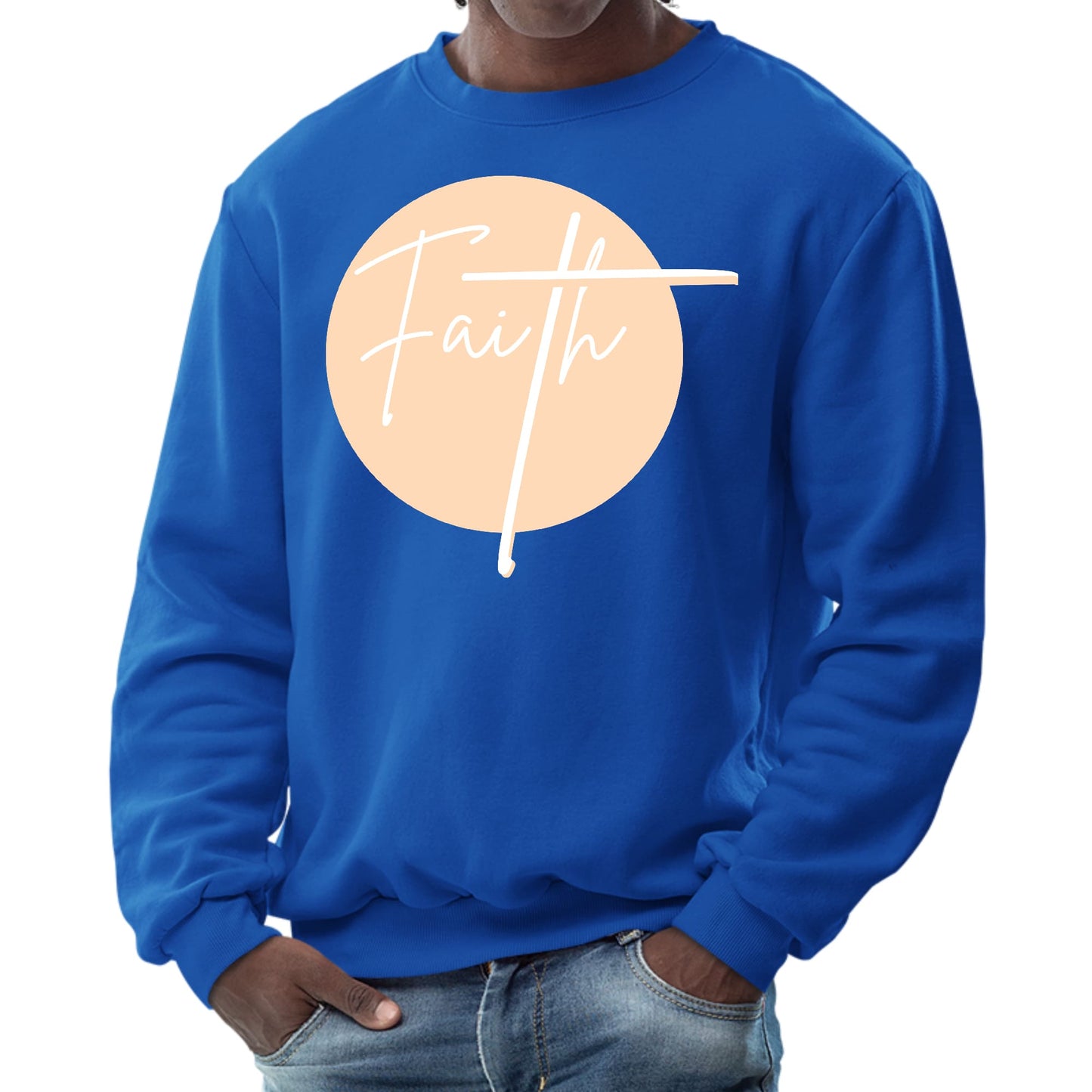 Mens Graphic Sweatshirt - Faith - Christian Affirmation - Peach-3