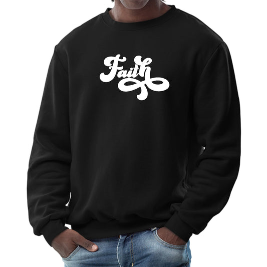 Mens Graphic Sweatshirt - Faith Script Illustration-0