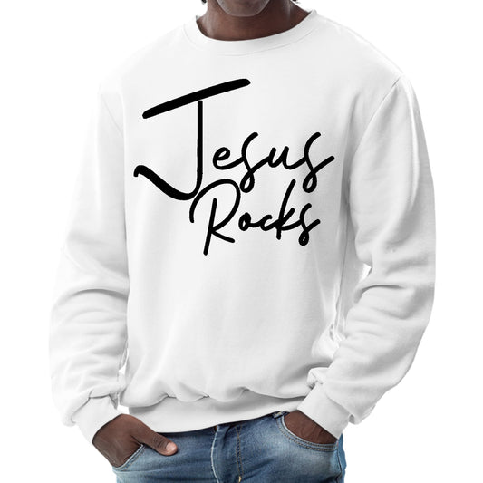 Mens Graphic Sweatshirt - Jesus Rocks Print-0
