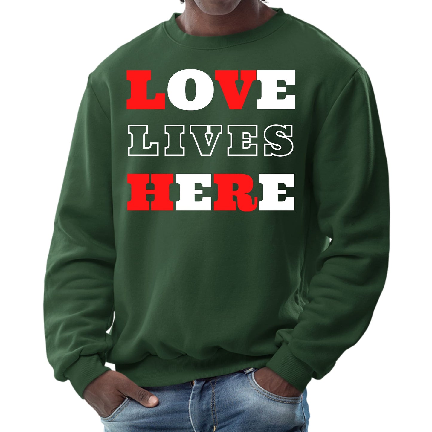 Mens Graphic Sweatshirt - Love Lives Here Christian Inspiration-5