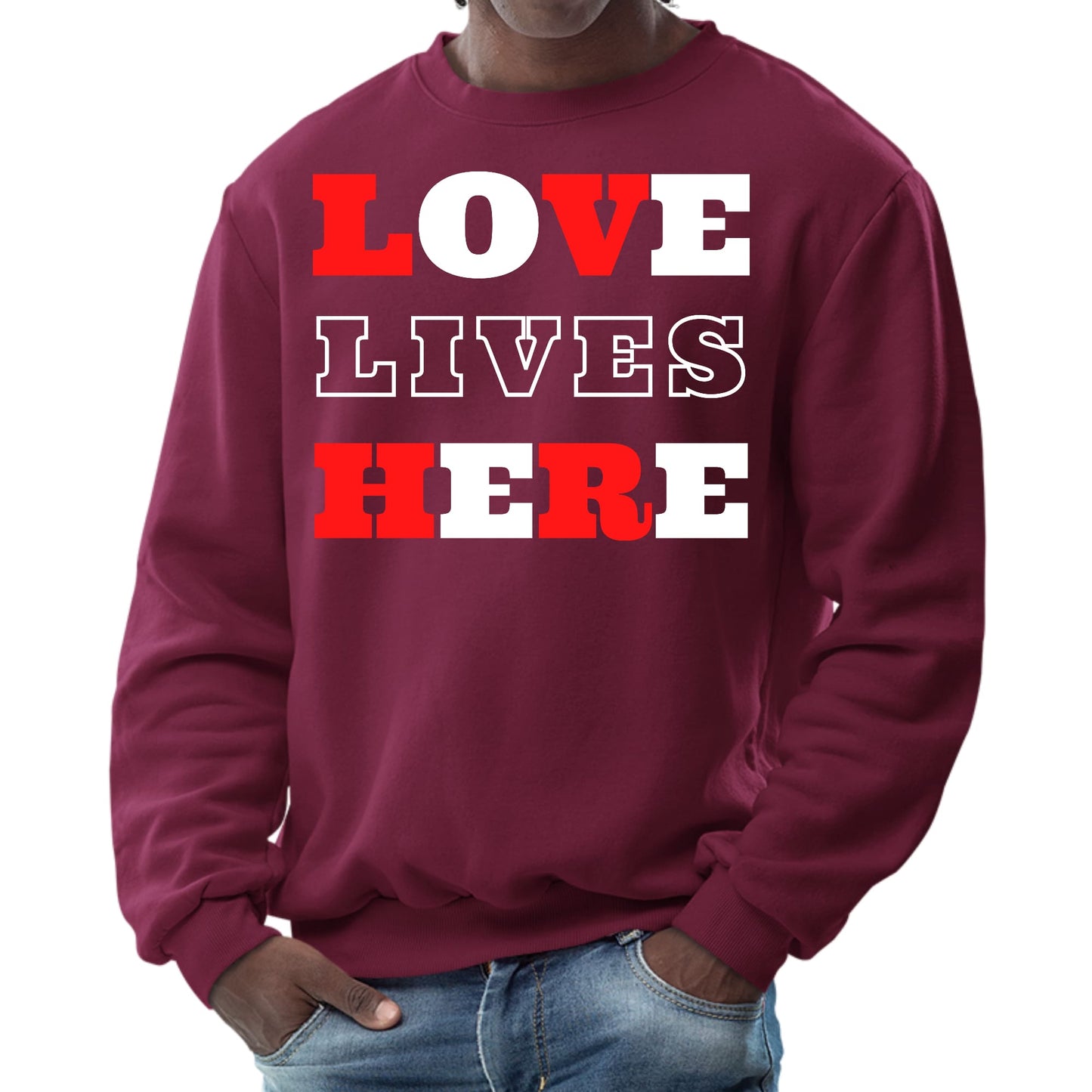Mens Graphic Sweatshirt - Love Lives Here Christian Inspiration-4