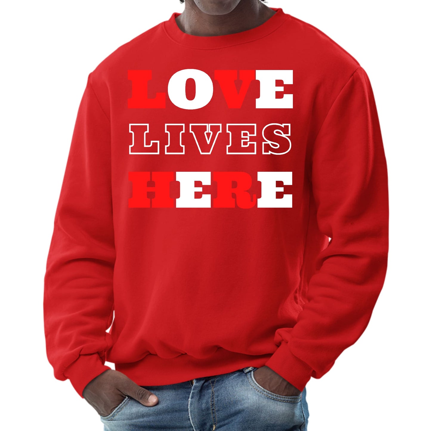 Mens Graphic Sweatshirt - Love Lives Here Christian Inspiration-1